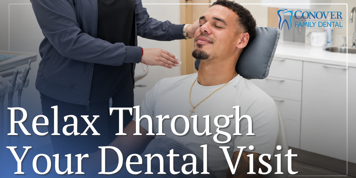 man relaxing in dental chair