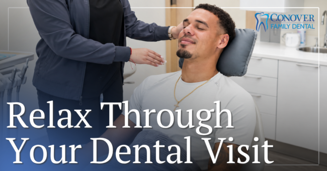 man relaxing in dental chair
